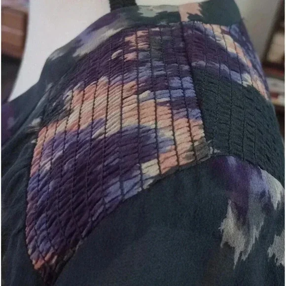 Joie Axcel 100% Silk Printed Floral Sheer Blouse Top 3/4 Sleeve Smocking Sz XS - Picture 6 of 8